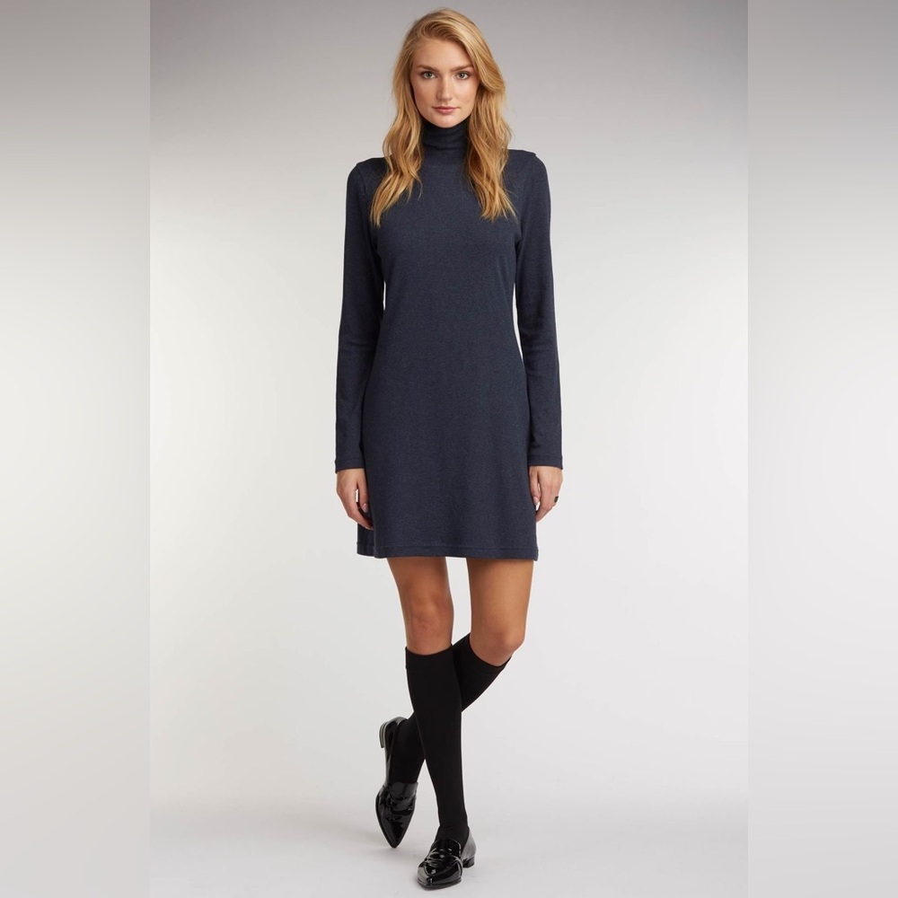 Soft Surroundings Women’s Jersey Knit Turtleneck Dress Mini Navy Size Medium‎